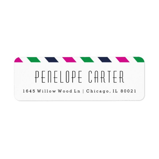 Rücksendeadressen-Aufkleber mit Preppy Strip (Vorne)