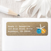 Rücksendeadressen-Aufkleber mit Sandstrand und Orn (Insitu)