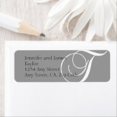 Rücksendeadressen-Aufkleber Monogram T Grau (Insitu)