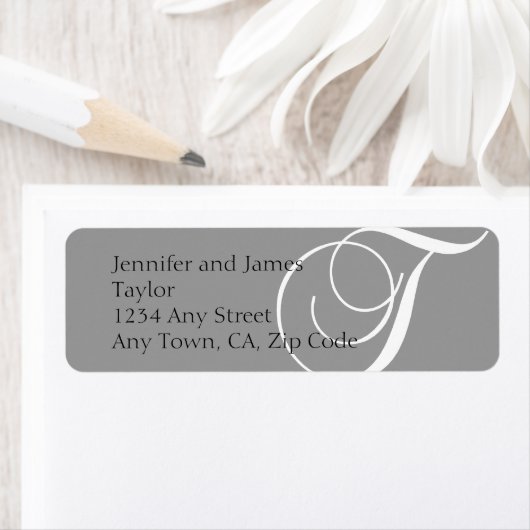 Rücksendeadressen-Aufkleber Monogram T Grau (Insitu)