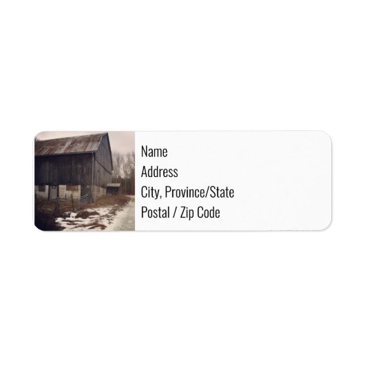 Rücksendeadressen-Aufkleber - Scheune im Winter (Vorne)