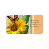 Rücksendeadressen-Aufkleber Sonnenblume Butterfly Adressaufkleber (Vorne)