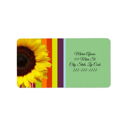 Rücksendeadressen-Aufkleber Sonnenblumenstreifen Adressaufkleber (Vorne)