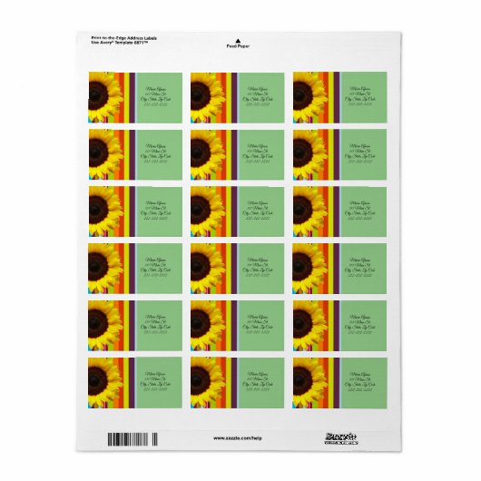 Rücksendeadressen-Aufkleber Sonnenblumenstreifen Adressaufkleber (Vorne)