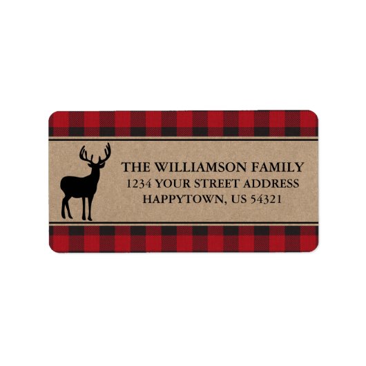 Rücksendeadressen-Aufkleber von Red Kariert Forest Adressaufkleber (Vorne)