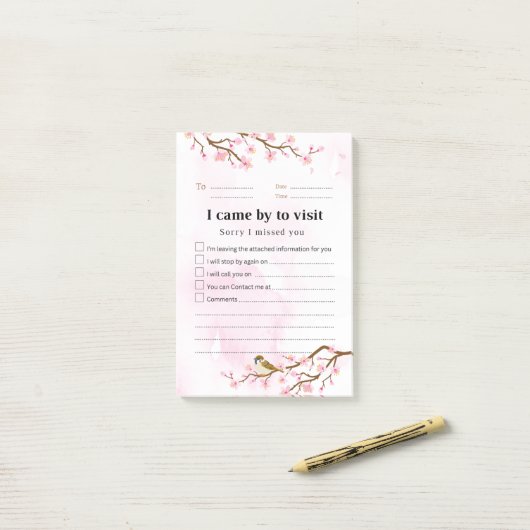 Rücksendebesuch Postit Hinweis 001 Post-it Klebezettel (Auf Schreibtisch)