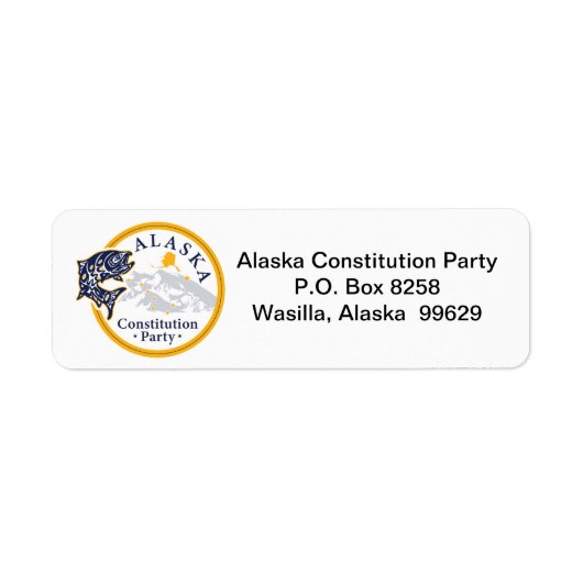 Rücksendeetikett, Alaska Constitution Party (Vorne)