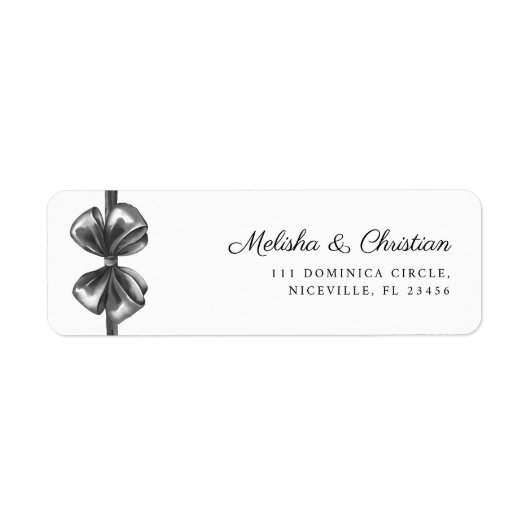 Rücksendeetikett Hochzeit schwarze Schleife. (Vorne)