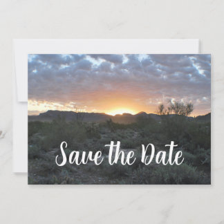 Rücksendeetikett mit Wüstenhintergrund Save The Date
