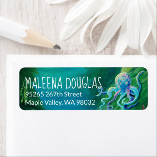 Rücksendekennzeichen für Aqua, Blau, grüner Oktopu
