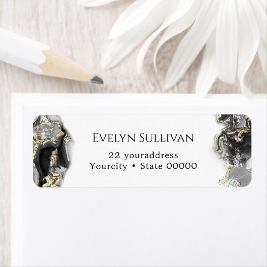 Rücksendekennzeichen für schwarzes Marmordesign (Insitu)