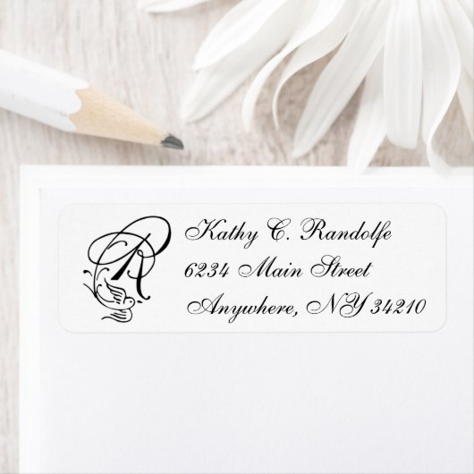 Rücksendekennzeichen für White R-Skriptbuchstaben (Insitu)