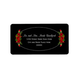 Rücksendemarken, breite, Rote Rose-Hochzeitssammlu Adressaufkleber