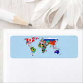 Rücksendesiegel der Weltkarte der Flaggen (Insitu)