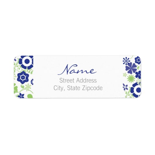 Rücksendesiegel für blaue und grüne Blumen (Vorne)