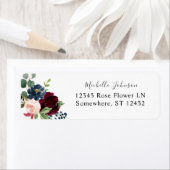 Rücksendesiegel für Burgund und Navy, Rosa, Floral (Insitu)