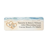 Rücksendesiegel für Strandhochzeiten mit Sandherz (Vorne)