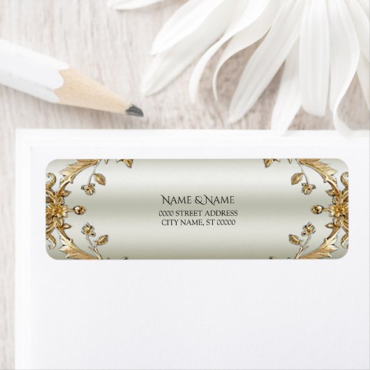 Rücksendesiegel für Verzierte, goldene Blume (Insitu)