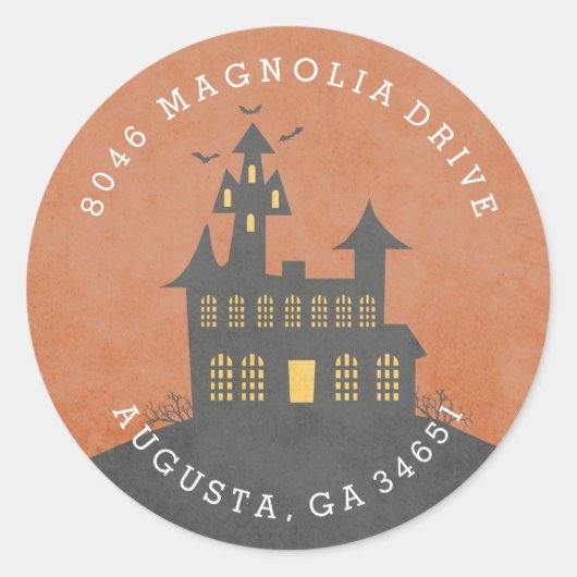 Rücksendesiegel Spuk House Halloween Runder Aufkleber (Vorderseite)