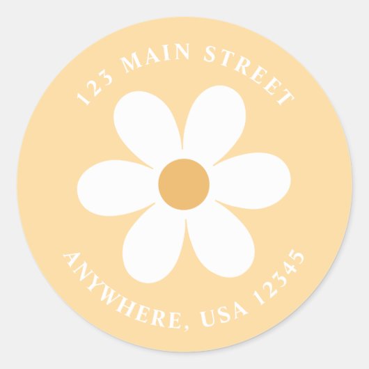 Rücksendetikett Retro-Gelbboho Runder Aufkleber (Vorderseite)