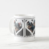 RÜCKSETZUNG DER DOG-MAMA Drei-Foto-Herz-Rahmen Gra Kaffeetasse (Vorderseite Links)