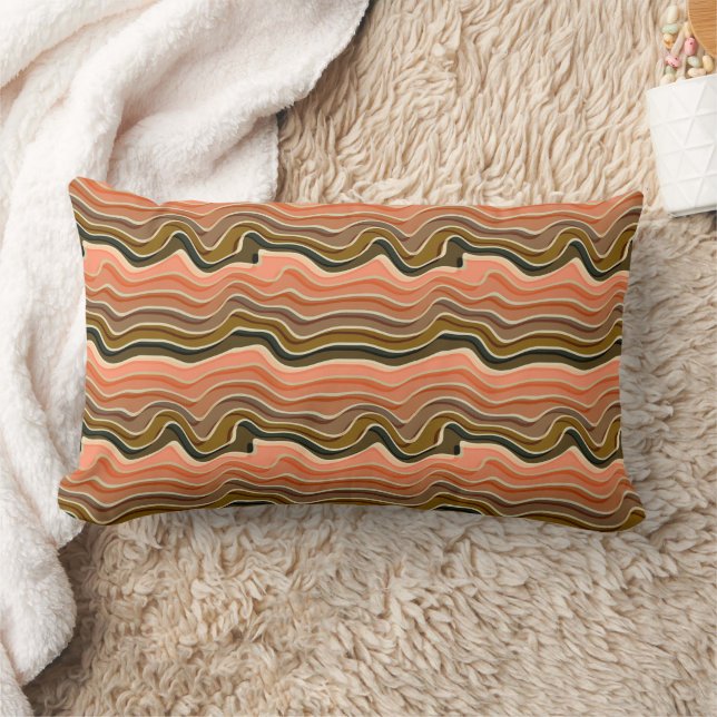 Rückströmung Wavy Stripes Earth Tone Throw Kissen (Decke)