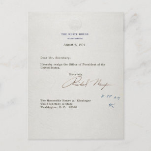 Rücktrittsschreiben von Richard M. Nixon 1974 Postkarte