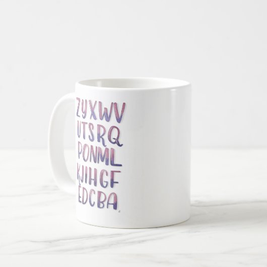 Rückwärts Aquarell-Alphabet Kaffeetasse (Vorderseite Links)