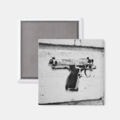 rückwärts-gun-Schablone Graffiti Art Kühlschrankma Magnet (Vorderseite/Rückseite)