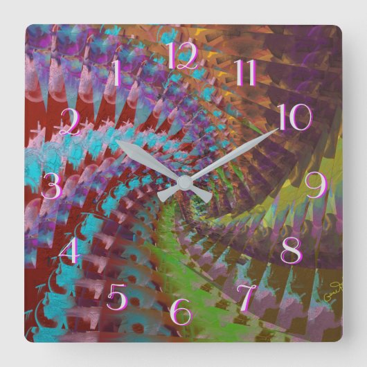 Rückwärts-Uhr Quadratische Wanduhr (Vorderseite)