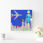 Rückwärtsflug auf der Wall-Uhr Quadratische Wanduhr (Zuhause)