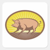 Rückwärtsschweif mit Sunburst Quadratischer Aufkleber (Vorderseite)