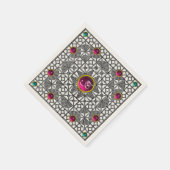 RÜCKWEISS GEOMETRISCHES LACE-PINK GEM STONE MONOGR SERVIETTE (Ecke)