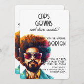 Rückwind | Caps Gown & Disco Sounds Grad Party Einladung (Vorne/Hinten)