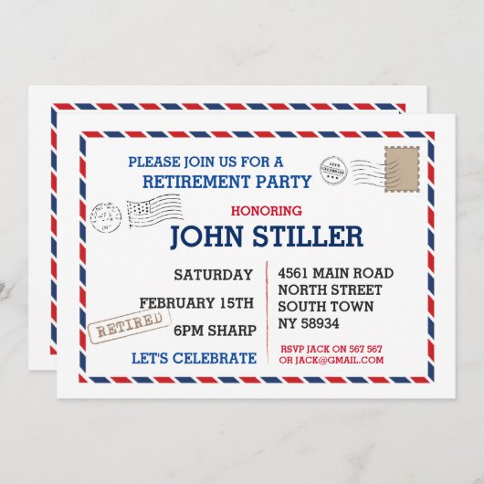 Rückzahlung Postkarte Postkarte Rotes Blau (Vorne/Hinten)