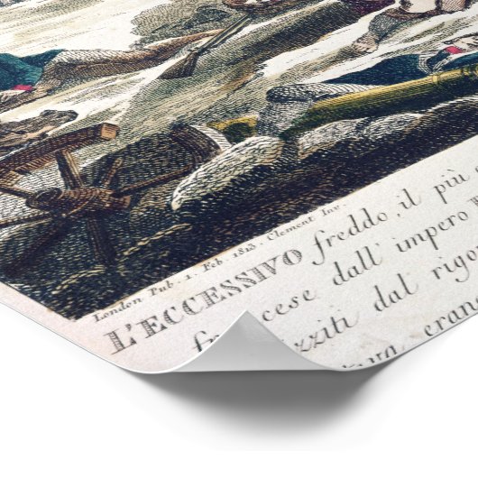 Rückzug aus Moskau, eingraviert von J. Hassell Poster (Ecke)