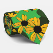 Rudbeckien-Blumenmuster Krawatte (Gerollt)