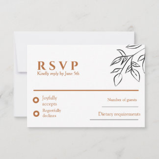 Ruddy Brown Old Money Wedding RSVP Card Karte