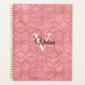 Ruddy Pink Batik Elegant Monogram Name Planer (Vorderseite)