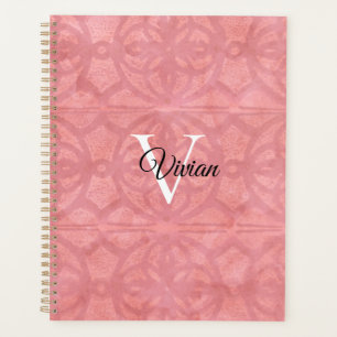 Ruddy Pink Batik Elegant Monogram Name Planer