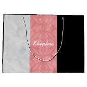 Ruddy Pink Batik Grau Wasserfarbe und Name Große Geschenktüte (Rückseite)