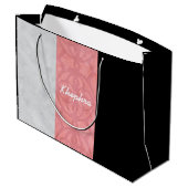 Ruddy Pink Batik Grau Wasserfarbe und Name Große Geschenktüte (Rückseite Schrägansicht)