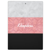 Ruddy Pink Batik Grau Wasserfarbe und Name Klemmbrett (Rückseite)