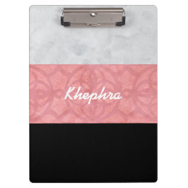 Ruddy Pink Batik Grau Wasserfarbe und Name Klemmbrett