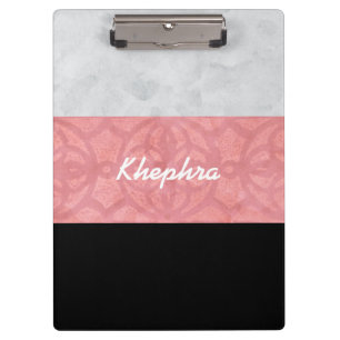 Ruddy Pink Batik Grau Wasserfarbe und Name Klemmbrett