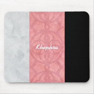 Ruddy Pink Batik Grau Wasserfarbe und Name Mousepad