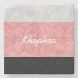 Ruddy Pink Batik Grau Wasserfarbe und Name Steinuntersetzer