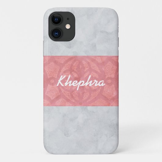 Ruddy Pink Batik Gray Name Case-Mate iPhone Hülle (Rückseite)