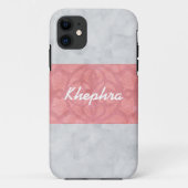 Ruddy Pink Batik Gray Name Case-Mate iPhone Hülle (Rückseite)