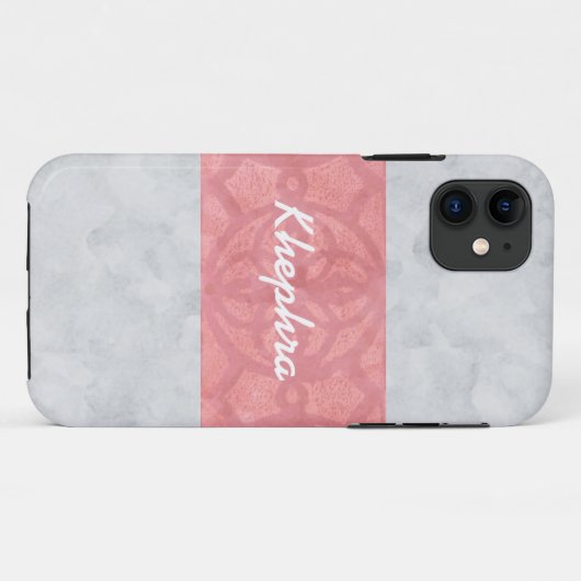 Ruddy Pink Batik Gray Name Case-Mate iPhone Hülle (Rückseite (Horizontal))
